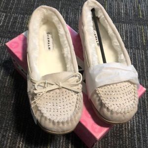 White Sparkly Mocassins